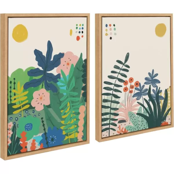 Kate and Laurel Sylvie Zen Garden 1 and 2 Framed Canvas Wall Art Set by Kelly Knaga 2 piece 18x24 Natural Modern Bright Colorful Nature Art for Wall Home Decor