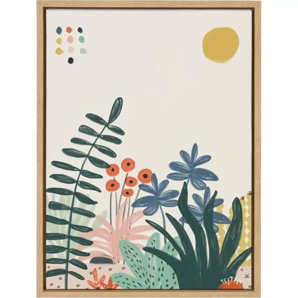 Kate and Laurel Sylvie Zen Garden 2 Framed Canvas Wall Art by Kelly Knaga 18x24 Gray Colorful Floral Art for WallNatural