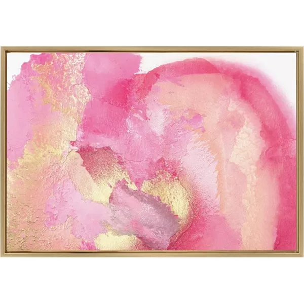 Kate and Laurel x Mentoring Positives Collaboration Pink Golden Hour Framed Canvas Wall Art 23x33 Gold Feminine Abstract Art Print for Wall