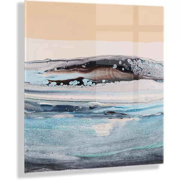Kate and Laurel x Xizhou Xie Collaboration Glacier Park Frameless Floating Acrylic Art 23x23 Modern Abstract Bright Landscape Art for Wall