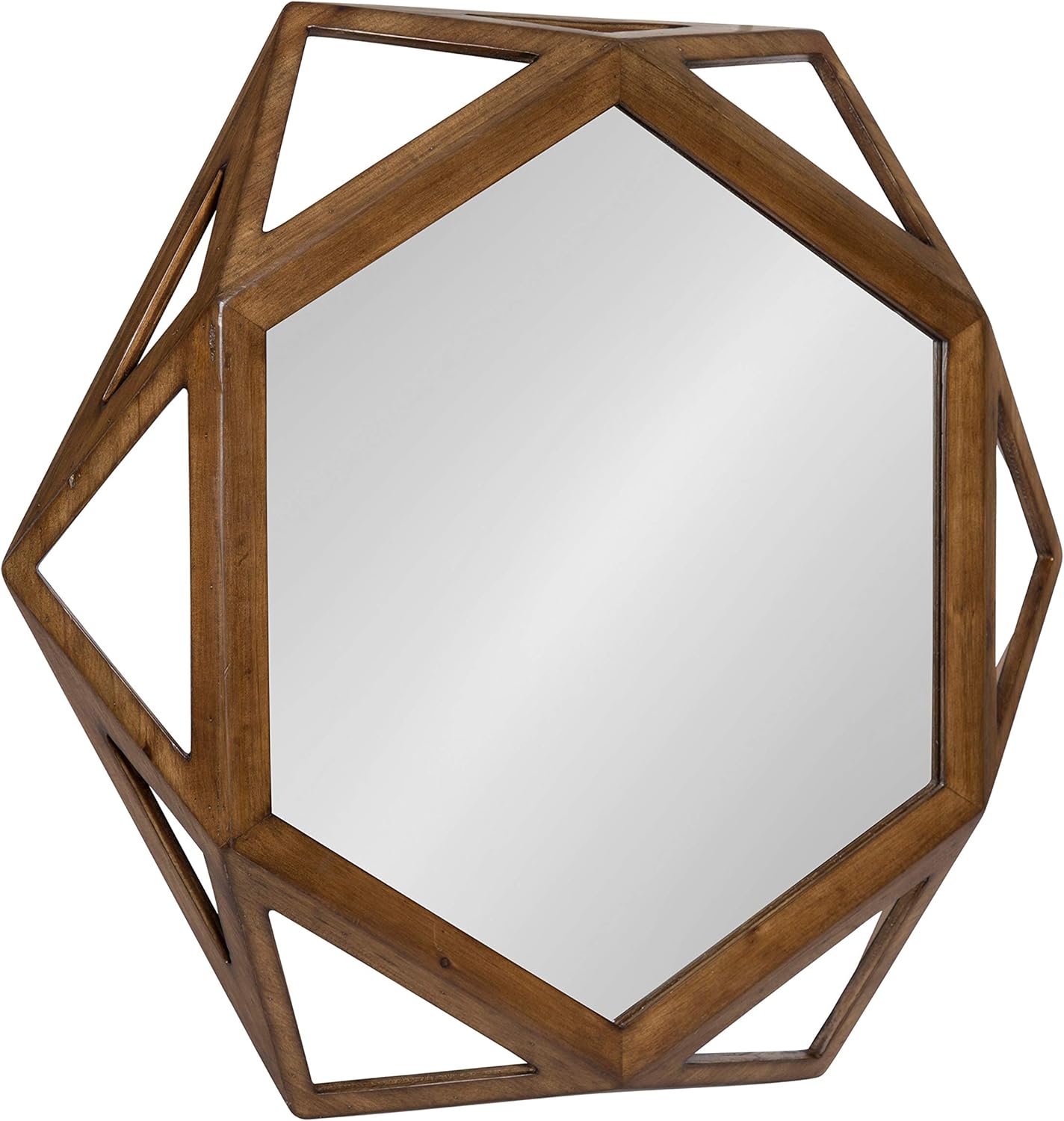 imageKate and Laurel Cortland RusticModern Geometric Octagon Shaped Wood Accent Wall Mirror Rustic Caramel Finish 24x27inchesBrown