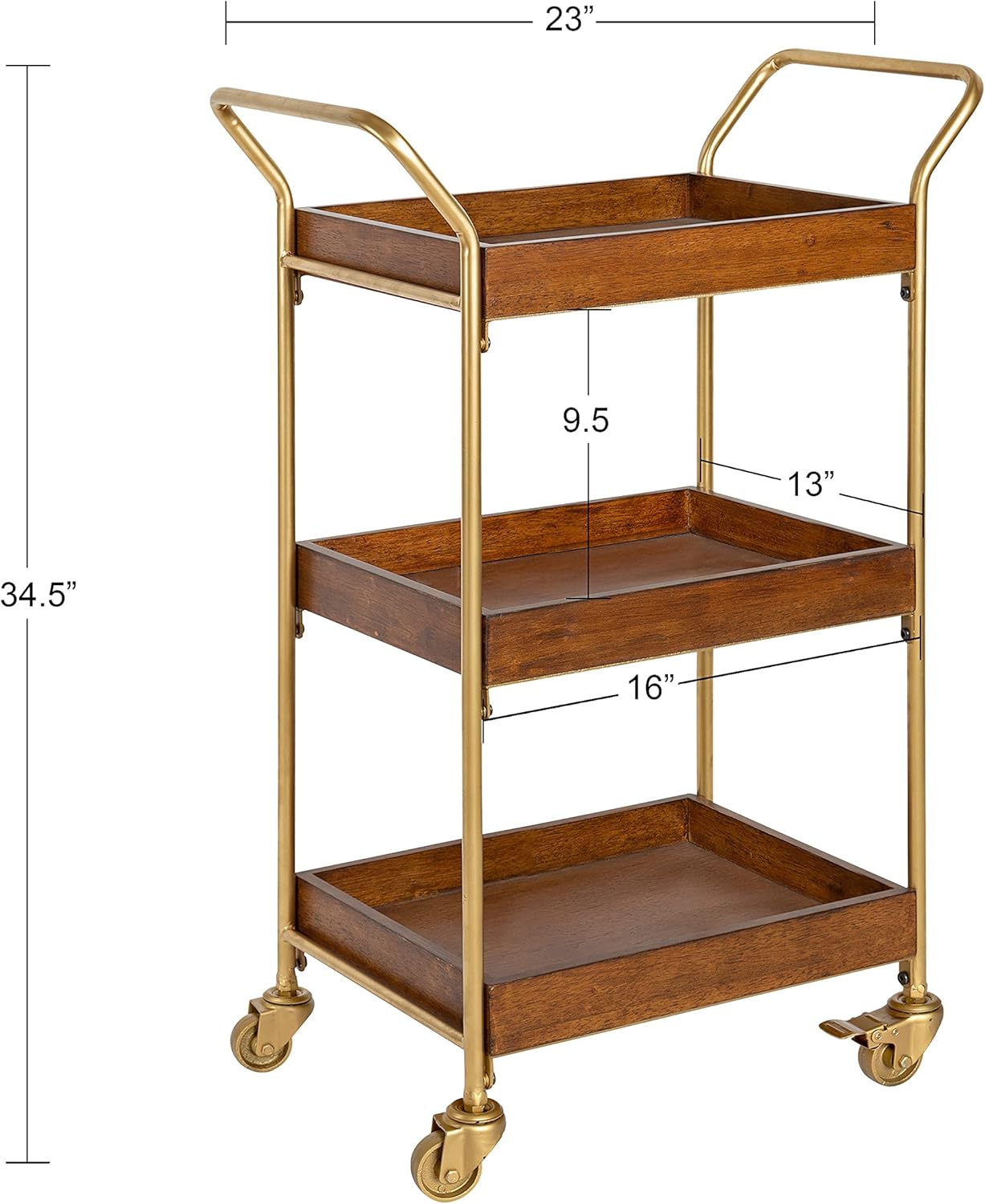 Kate and Laurel Lloyd MidCentury Modern Transitional Bar Cart 23quot x 35quot Gold Functional Vintage Decor