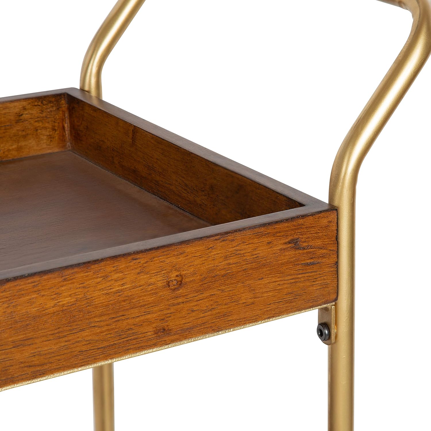 Kate and Laurel Lloyd MidCentury Modern Transitional Bar Cart 23quot x 35quot Gold Functional Vintage Decor