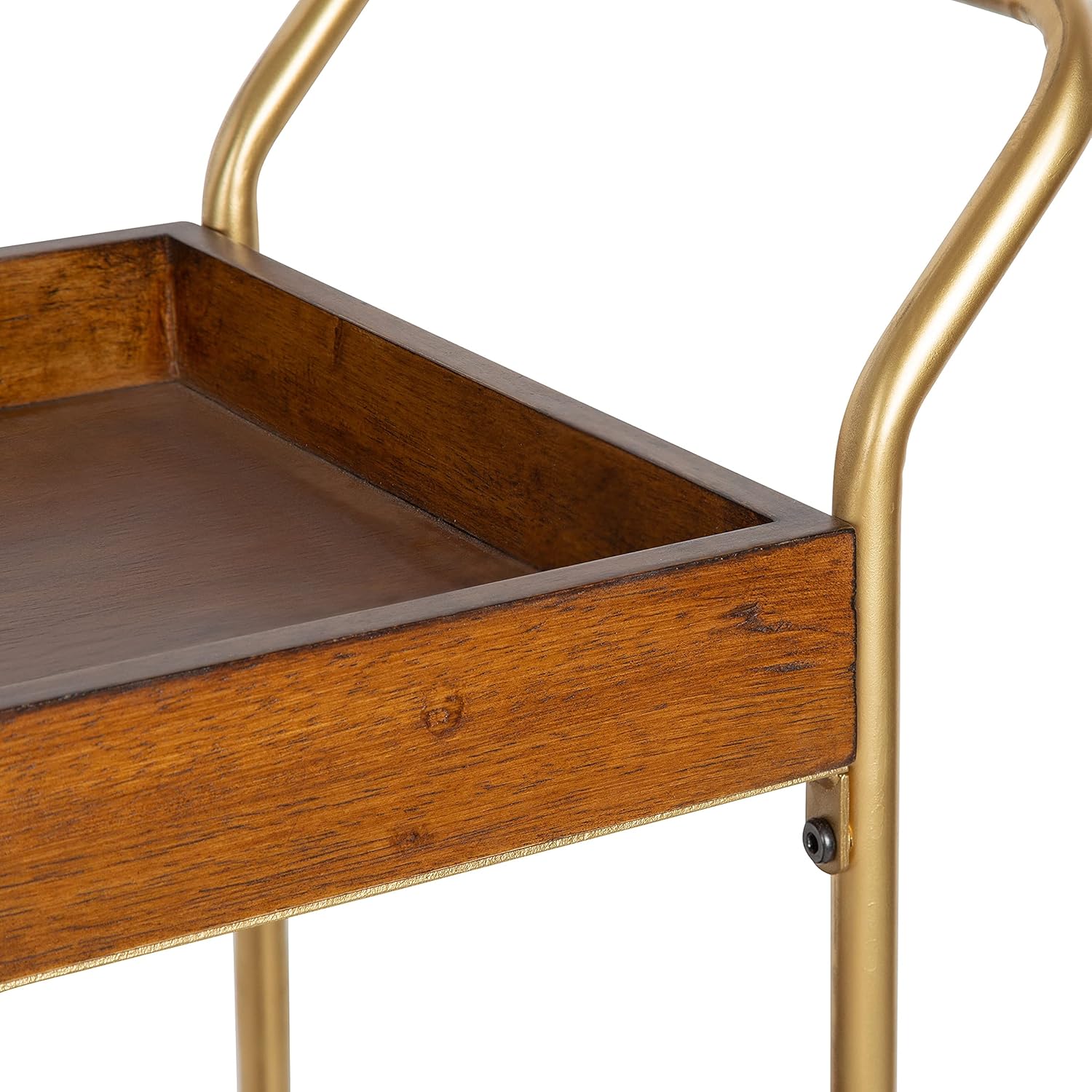 Kate and Laurel Lloyd MidCentury Modern Transitional Bar Cart 23quot x 35quot Gold Functional Vintage Decor