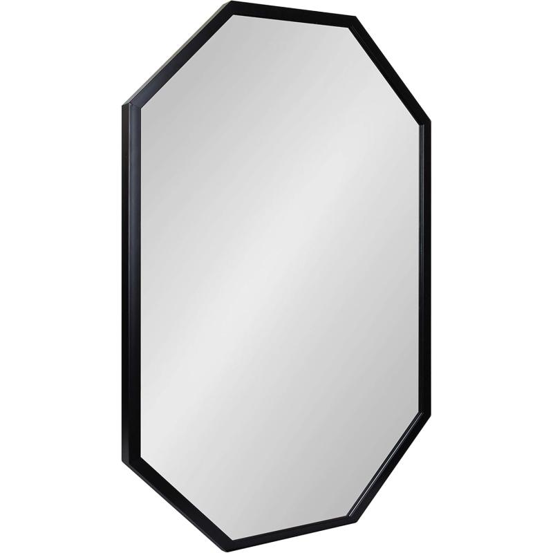 imageKate and Laurel Laverty Modern Oblong Octagon Framed Wall Mirror 24 x 36 Black Geometric Wall Decor