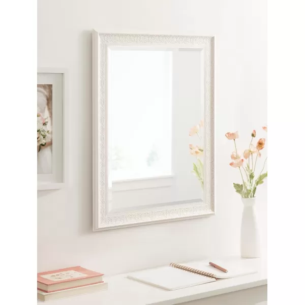 Kate and Laurel Alysia Decorative Frame Rectangle Wall Mirror 285x405 WhiteWhite