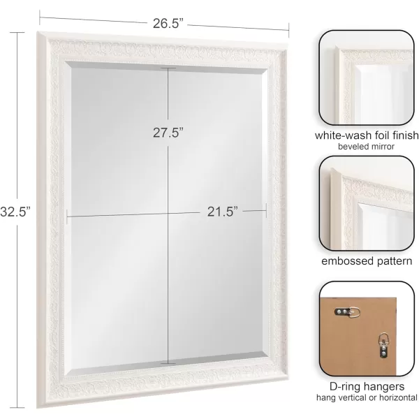 Kate and Laurel Alysia Decorative Frame Rectangle Wall Mirror 285x405 WhiteWhite