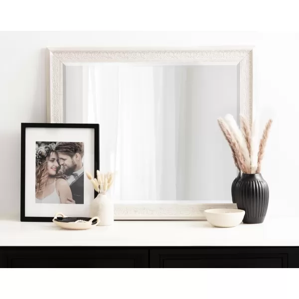 Kate and Laurel Alysia Decorative Frame Rectangle Wall Mirror 285x405 WhiteWhite