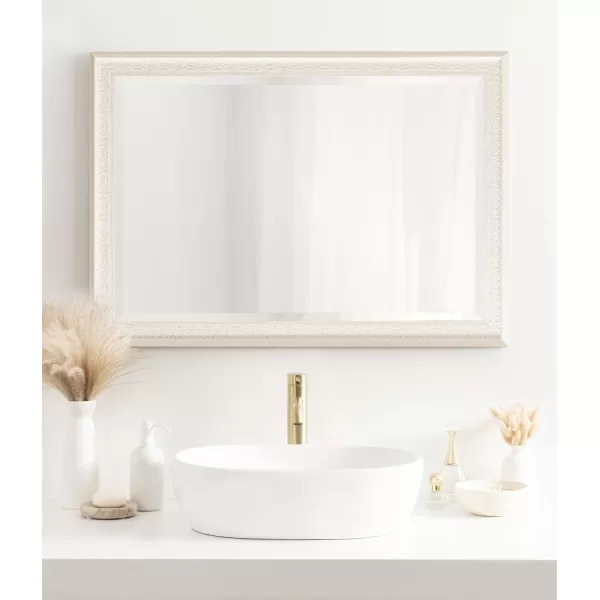 Kate and Laurel Alysia Decorative Frame Rectangle Wall Mirror 285x405 WhiteWhite