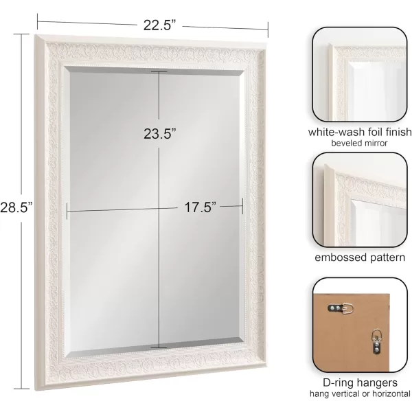 Kate and Laurel Alysia Decorative Frame Rectangle Wall Mirror 285x405 WhiteWhite