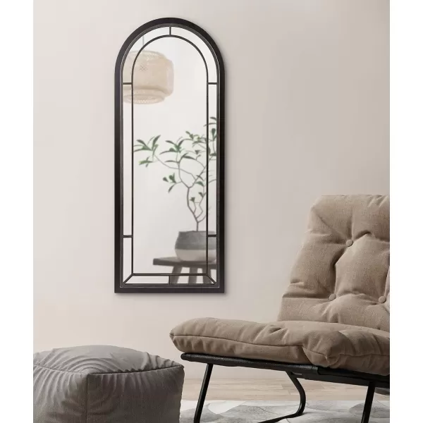 Kate and Laurel Audubon Farmhouse Wall Mirror 20 x 48 Black Full Length Arched Mirror for WallBlack