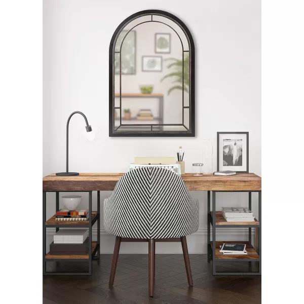 Kate and Laurel Audubon Farmhouse Wall Mirror 20 x 48 Black Full Length Arched Mirror for WallBlack