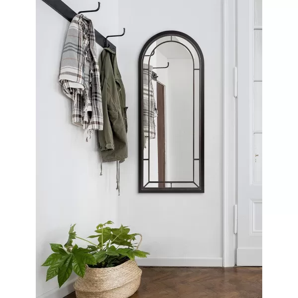 Kate and Laurel Audubon Farmhouse Wall Mirror 20 x 48 Black Full Length Arched Mirror for WallBlack