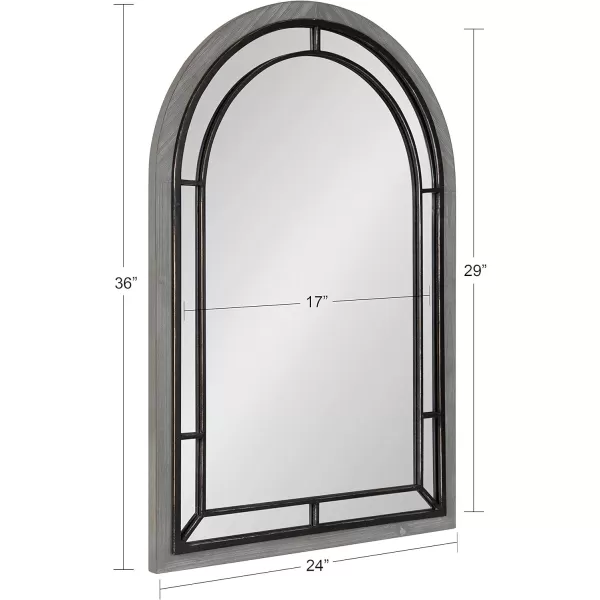 Kate and Laurel Audubon Farmhouse Wall Mirror 20 x 48 Black Full Length Arched Mirror for WallGrey