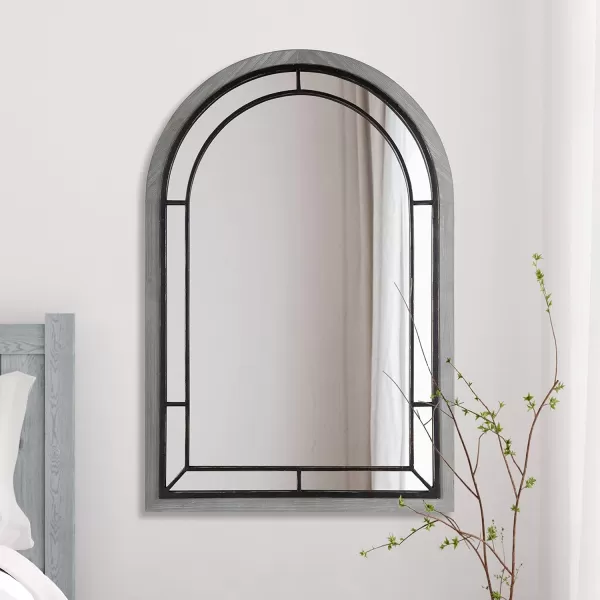 Kate and Laurel Audubon Farmhouse Wall Mirror 20 x 48 Black Full Length Arched Mirror for WallGrey