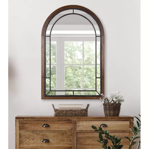 Kate and Laurel Audubon Farmhouse Wall Mirror 20 x 48 Black Full Length Arched Mirror for WallRustic Brown