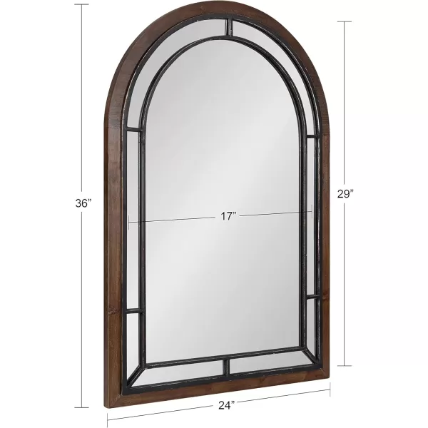 Kate and Laurel Audubon Farmhouse Wall Mirror 20 x 48 Black Full Length Arched Mirror for WallRustic Brown