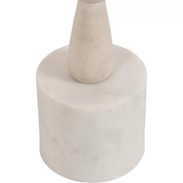 Kate and Laurel Avenal Modern Round Wood Drink Table 9 x 9 x 22 Bleached Wood and White Marble Boho Circle Mini Table with Marble Base for Use as Martini Table or Small Bedroom Nightstand Option