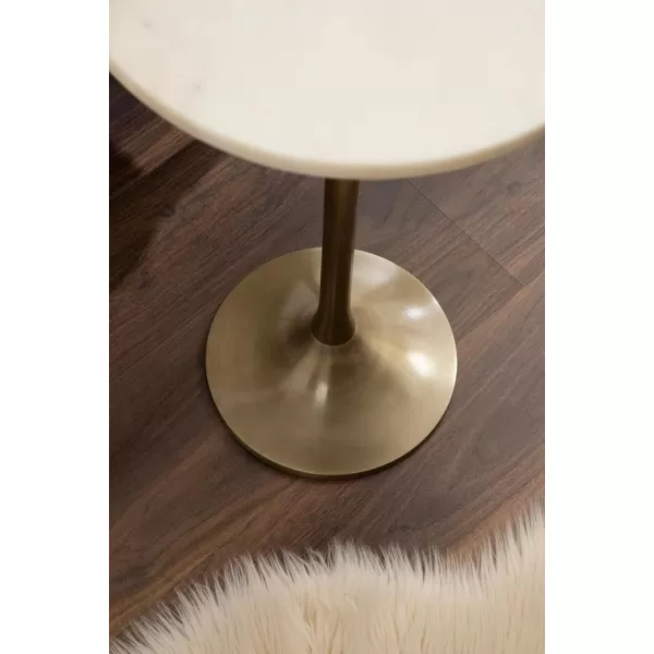 Kate and Laurel Baronet Glam Marble Round Side Table 14 x 14 x 24 Black Marble and Gray Gunmetal Marble Top Circle End Table for Use as a Bedroom Nightstand or Living Room Plant Stand OptionWhiteGold