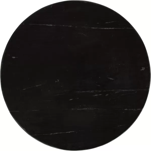 Kate and Laurel Baronet Glam Marble Round Side Table 14 x 14 x 24 Black Marble and Gray Gunmetal Marble Top Circle End Table for Use as a Bedroom Nightstand or Living Room Plant Stand OptionPewterBlack
