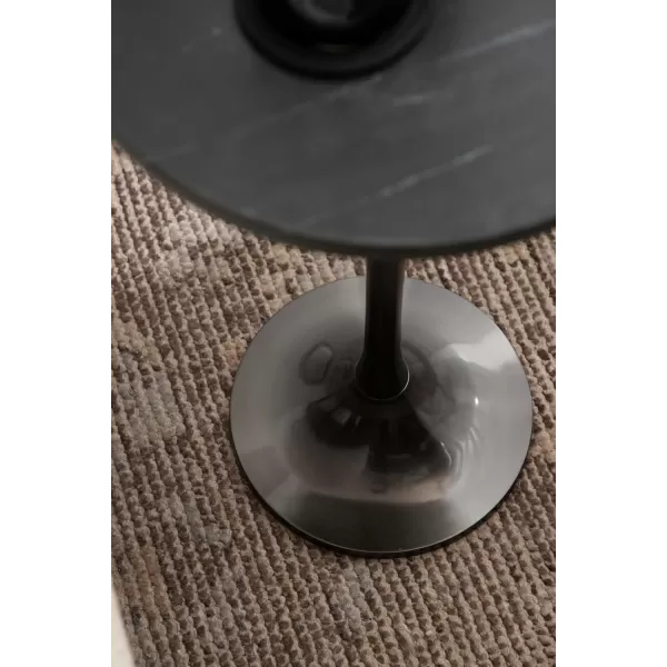 Kate and Laurel Baronet Glam Marble Round Side Table 14 x 14 x 24 Black Marble and Gray Gunmetal Marble Top Circle End Table for Use as a Bedroom Nightstand or Living Room Plant Stand OptionPewterBlack
