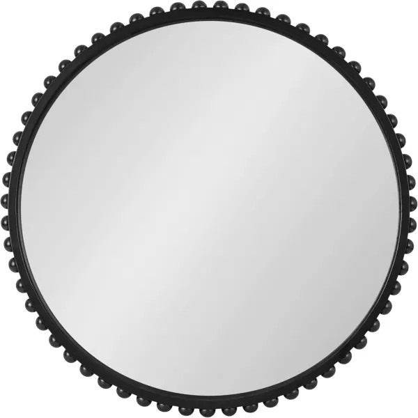 Kate and Laurel Beadbrook Modern Round Beaded Wall Mirror 24 Inch Diameter Natural Rustic Transitional Circle Mirror for Use as Bathroom Mirror or Entryway Mirror DecorBlack