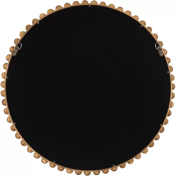 Kate and Laurel Beadbrook Modern Round Beaded Wall Mirror 24 Inch Diameter Natural Rustic Transitional Circle Mirror for Use as Bathroom Mirror or Entryway Mirror DecorRustic Brown