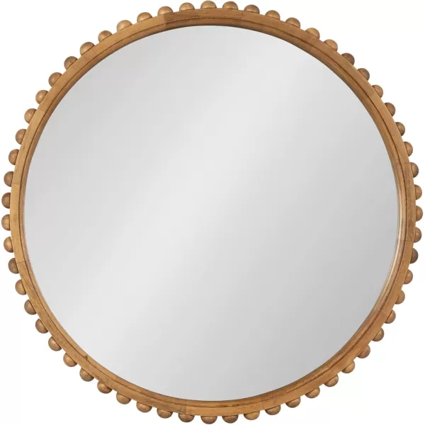 Kate and Laurel Beadbrook Modern Round Beaded Wall Mirror 24 Inch Diameter Natural Rustic Transitional Circle Mirror for Use as Bathroom Mirror or Entryway Mirror DecorRustic Brown