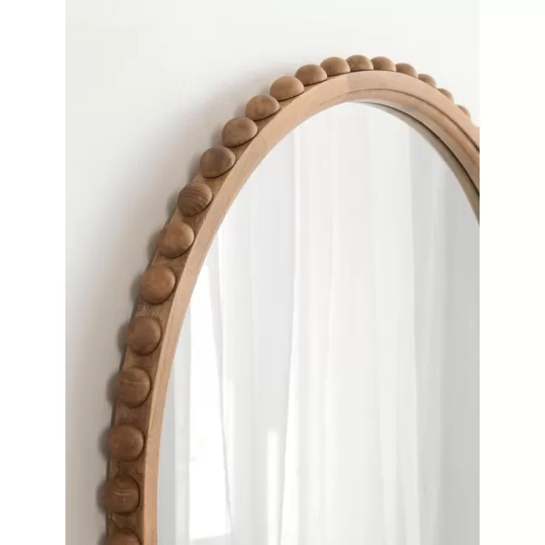 Kate and Laurel Beadbrook Modern Round Beaded Wall Mirror 24 Inch Diameter Natural Rustic Transitional Circle Mirror for Use as Bathroom Mirror or Entryway Mirror DecorRustic Brown