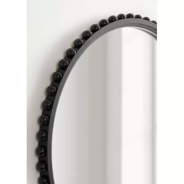 Kate and Laurel Beadbrook Modern Round Beaded Wall Mirror 24 Inch Diameter Natural Rustic Transitional Circle Mirror for Use as Bathroom Mirror or Entryway Mirror DecorBlack