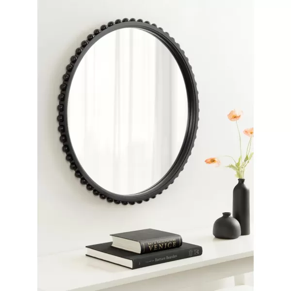 Kate and Laurel Beadbrook Modern Round Beaded Wall Mirror 24 Inch Diameter Natural Rustic Transitional Circle Mirror for Use as Bathroom Mirror or Entryway Mirror DecorBlack