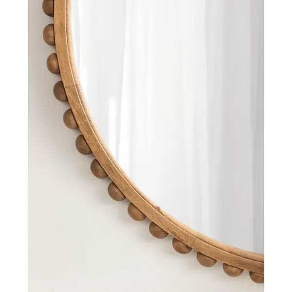 Kate and Laurel Beadbrook Modern Round Beaded Wall Mirror 24 Inch Diameter Natural Rustic Transitional Circle Mirror for Use as Bathroom Mirror or Entryway Mirror DecorRustic Brown