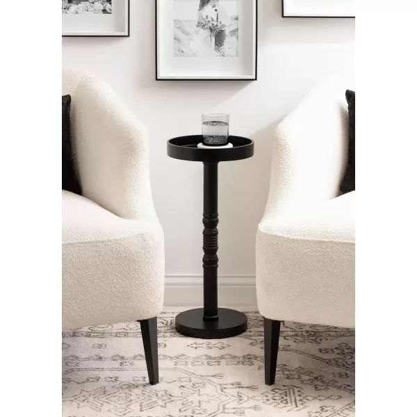 Kate and Laurel Bellport Farmhouse Round Drink Table 10 x 10 x 22 Black Decorative Traditional Mini Table for Use as Charming Indoor Plant Stand or Living Room Pedestal Table