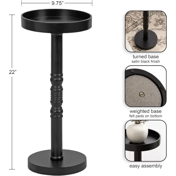 Kate and Laurel Bellport Farmhouse Round Drink Table 10 x 10 x 22 Black Decorative Traditional Mini Table for Use as Charming Indoor Plant Stand or Living Room Pedestal Table