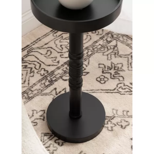 Kate and Laurel Bellport Farmhouse Round Drink Table 10 x 10 x 22 Black Decorative Traditional Mini Table for Use as Charming Indoor Plant Stand or Living Room Pedestal Table
