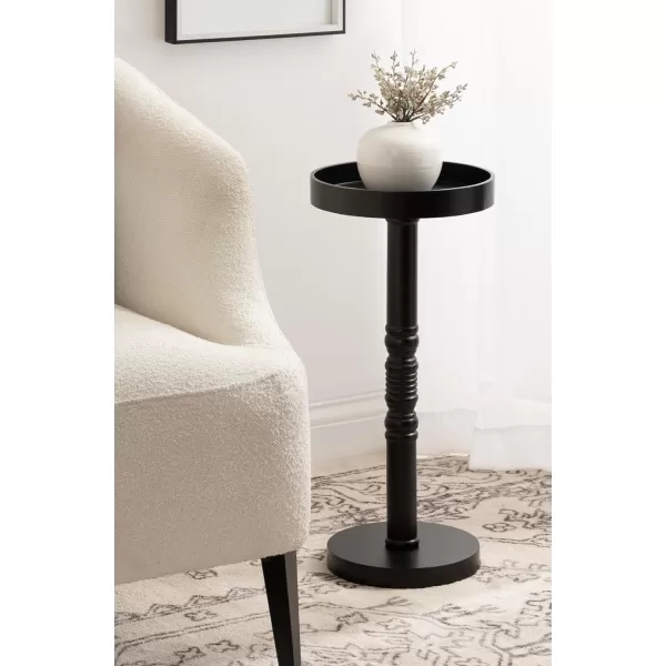 Kate and Laurel Bellport Farmhouse Round Drink Table 10 x 10 x 22 Black Decorative Traditional Mini Table for Use as Charming Indoor Plant Stand or Living Room Pedestal Table