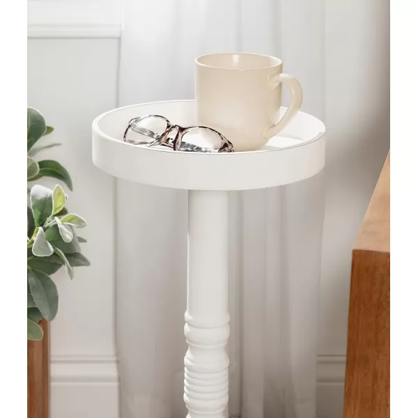 Kate and Laurel Bellport Farmhouse Round Drink Table 10 x 10 x 22 Natural Rustic Decorative Coastal Martini Table for Use as Charming Indoor Plant Stand or Living Room Pedestal TableWhite