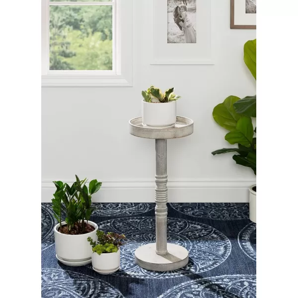 Kate and Laurel Bellport Farmhouse Round Drink Table 10 x 10 x 22 Natural Rustic Decorative Coastal Martini Table for Use as Charming Indoor Plant Stand or Living Room Pedestal TableGrey