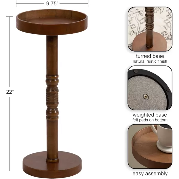 Kate and Laurel Bellport Farmhouse Round Drink Table 10 x 10 x 22 Natural Rustic Decorative Coastal Martini Table for Use as Charming Indoor Plant Stand or Living Room Pedestal TableRustic Brown