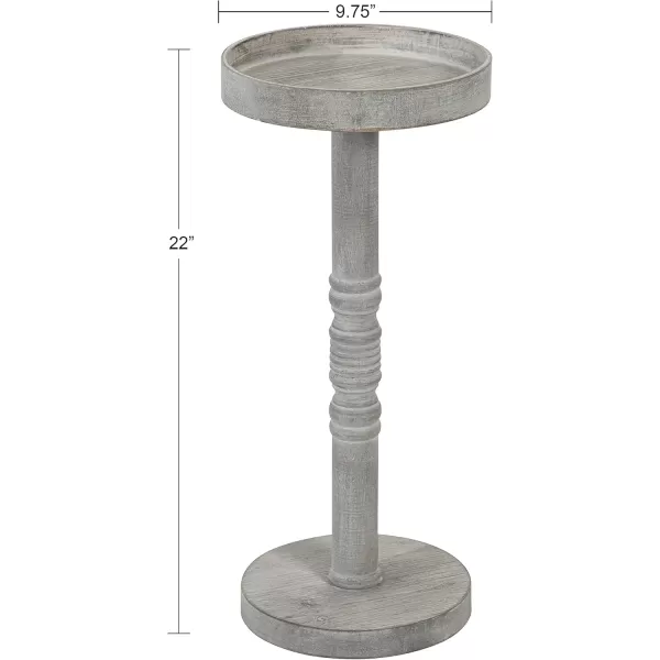 Kate and Laurel Bellport Farmhouse Round Drink Table 10 x 10 x 22 Natural Rustic Decorative Coastal Martini Table for Use as Charming Indoor Plant Stand or Living Room Pedestal TableGrey