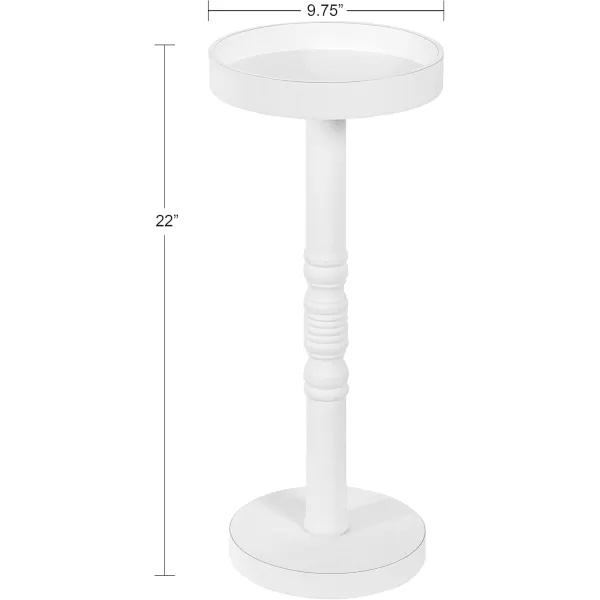 Kate and Laurel Bellport Farmhouse Round Drink Table 10 x 10 x 22 Natural Rustic Decorative Coastal Martini Table for Use as Charming Indoor Plant Stand or Living Room Pedestal TableWhite