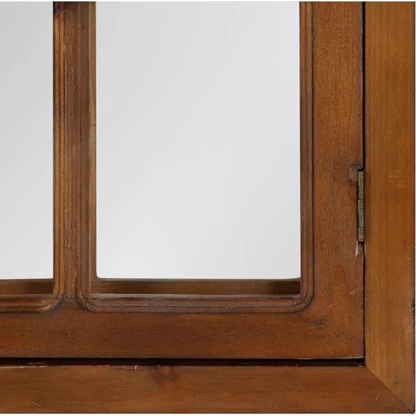 Kate and Laurel Boldmere Rustic Windowpane Arch Mirror 28 x 44 Rustic Brown Farmhouse Window Mirror for WallBrown