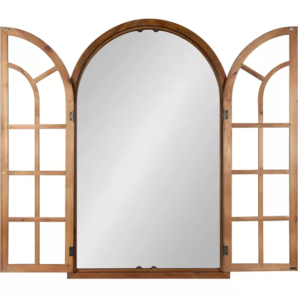 Kate and Laurel Boldmere Rustic Windowpane Arch Mirror 28 x 44 Rustic Brown Farmhouse Window Mirror for WallBrown