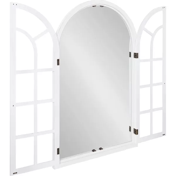 Kate and Laurel Boldmere Rustic Windowpane Arch Mirror 28 x 44 Rustic Brown Farmhouse Window Mirror for WallWhite
