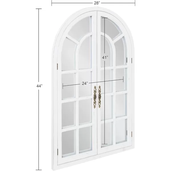 Kate and Laurel Boldmere Rustic Windowpane Arch Mirror 28 x 44 Rustic Brown Farmhouse Window Mirror for WallWhite