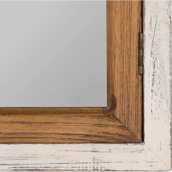 Kate and Laurel Boldmere Rustic Windowpane Arch Mirror 28 x 44 Rustic Brown Farmhouse Window Mirror for WallWhiteBrown