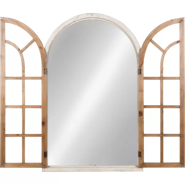Kate and Laurel Boldmere Rustic Windowpane Arch Mirror 28 x 44 Rustic Brown Farmhouse Window Mirror for WallWhiteBrown