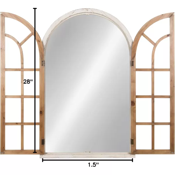 Kate and Laurel Boldmere Rustic Windowpane Arch Mirror 28 x 44 Rustic Brown Farmhouse Window Mirror for WallWhiteBrown