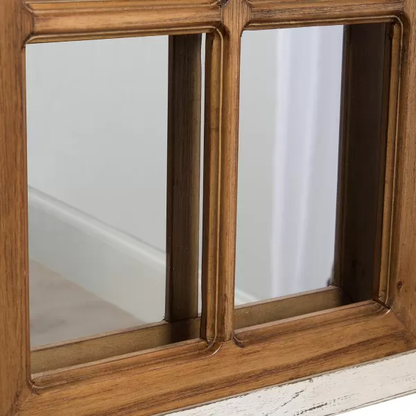 Kate and Laurel Boldmere Rustic Windowpane Arch Mirror 28 x 44 Rustic Brown Farmhouse Window Mirror for WallWhiteBrown