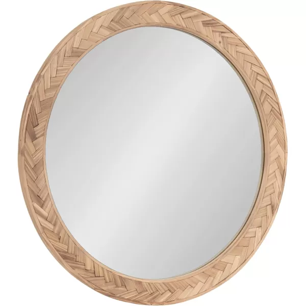 imageKate and Laurel Braywood Modern Pieced Wood Round Mirror 24 Inch Diameter Rustic Brown Decorative Circle Mirror for Use as Coastal Bathroom Mirror for Over Sink or Accent Bedroom Mirror